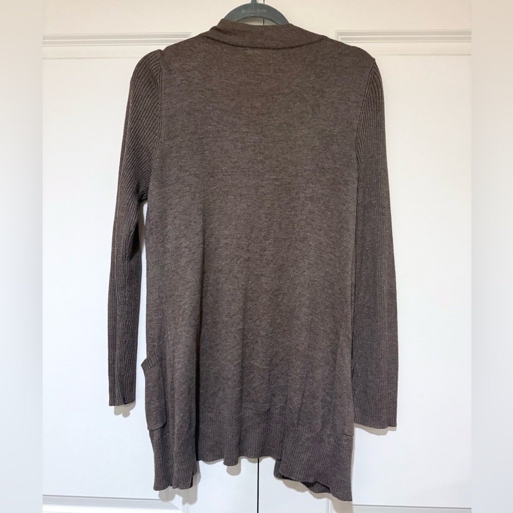 Sweet Romeo Light Gray/Brown Open Front Cardigan - Picture 3 of 3